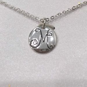 "M" Silver Plated Monogram 18" Necklace